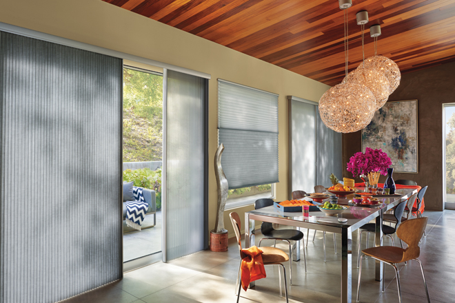 Alustra® Duette® Honeycomb Shades with Vertiglide™ in the Dining Room